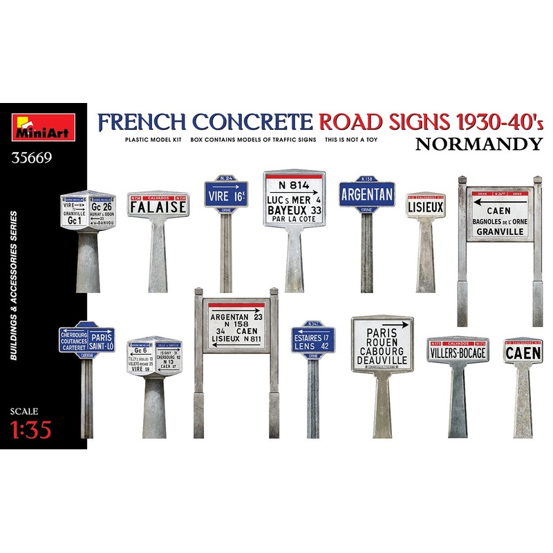 Miniart - 1/35 French Concrete Road Signs Normandy