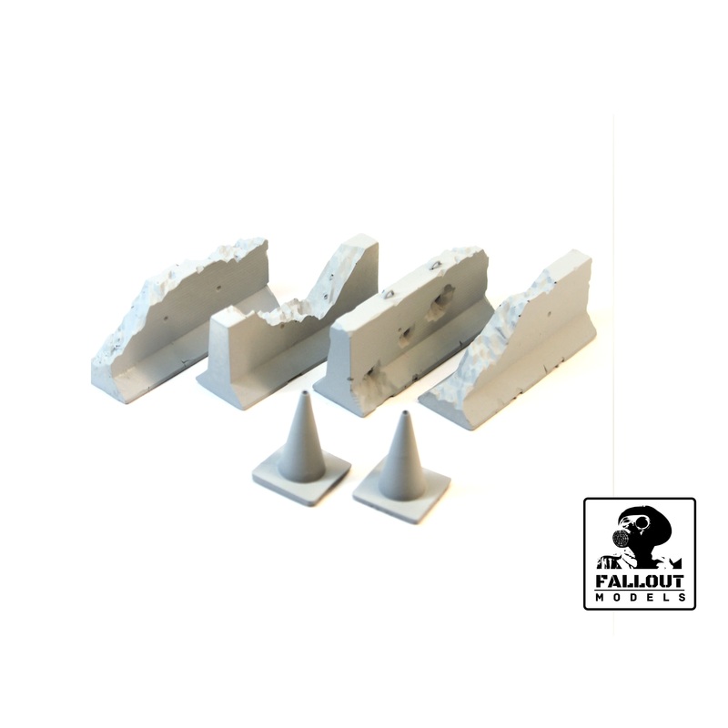 Fallout Models - 1/35 Modern Concrete Barrier Set - Damaged