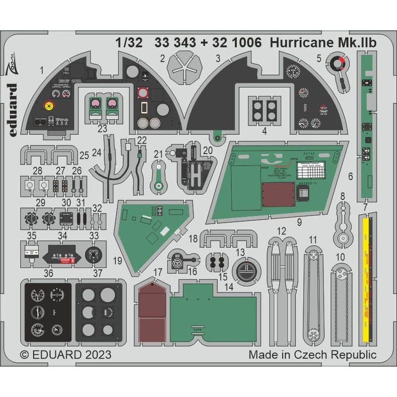 Eduard - 1/32 Hurricane Mk.IIb (Color Photo-etch) (for Revell) 321006