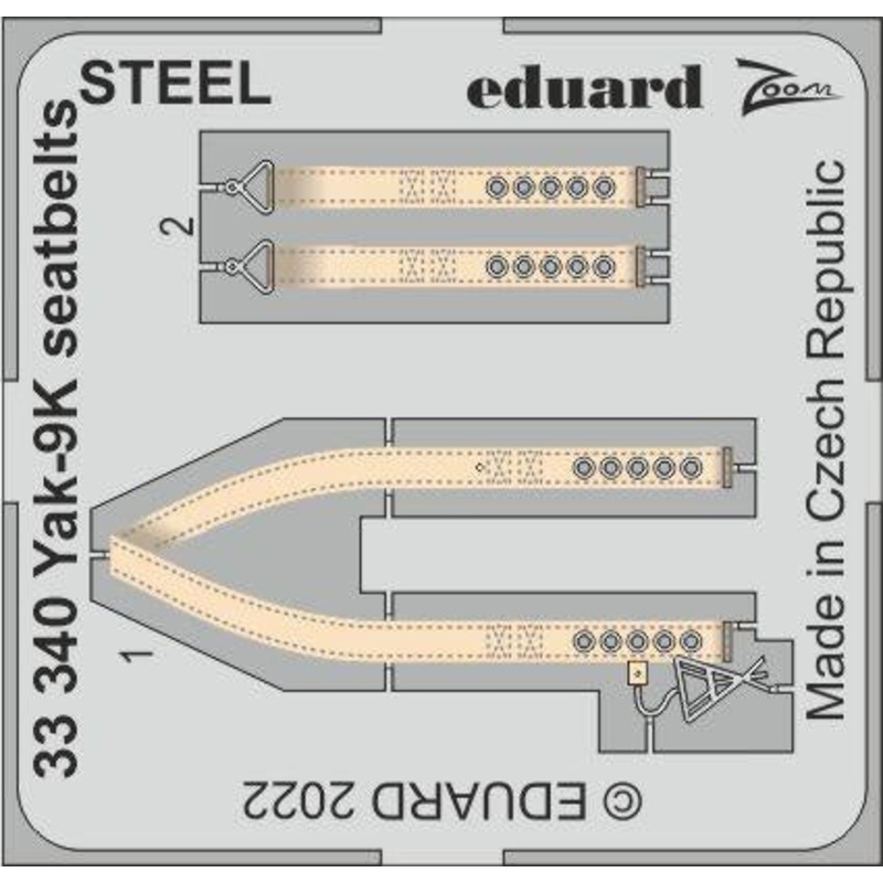 Eduard - 1/32 Yak-9K Seatbelts STEEL (Colour Photo-etch) (for ICM) 33340