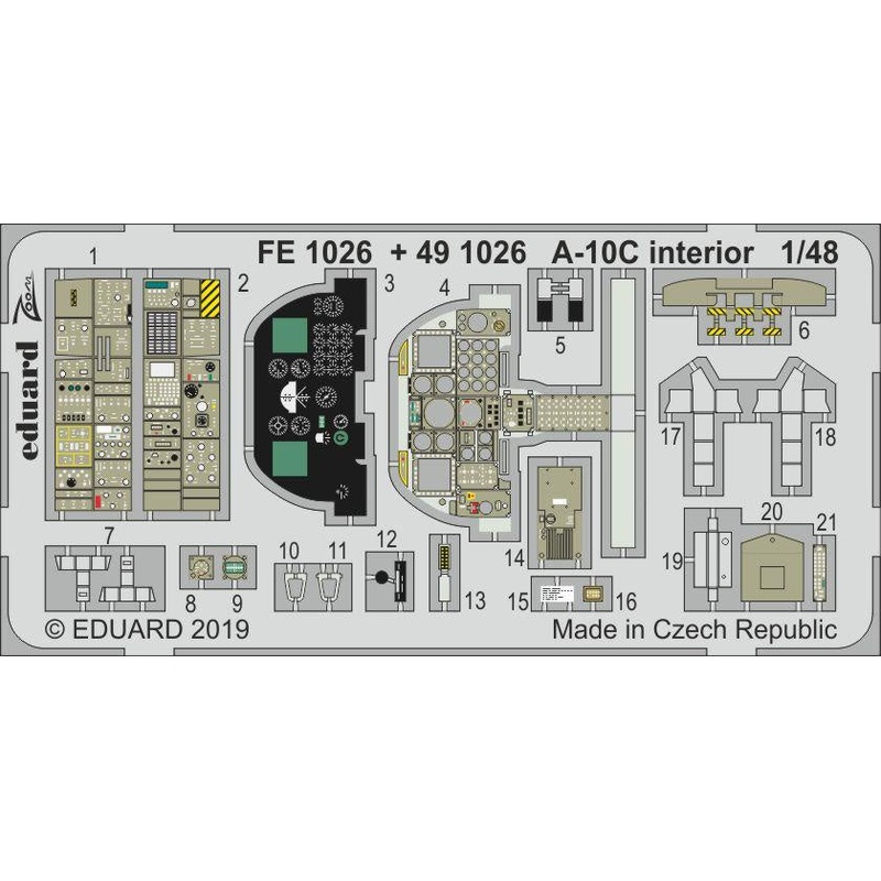 Eduard - 1/48 A-10C Interior (Color Photo-etch) (for Italeri) FE1026