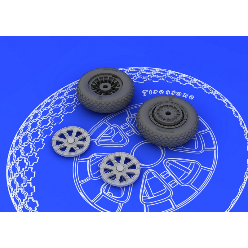 Eduard - 1/48 F6F Wheels Brassin Set (for Eduard) 648102