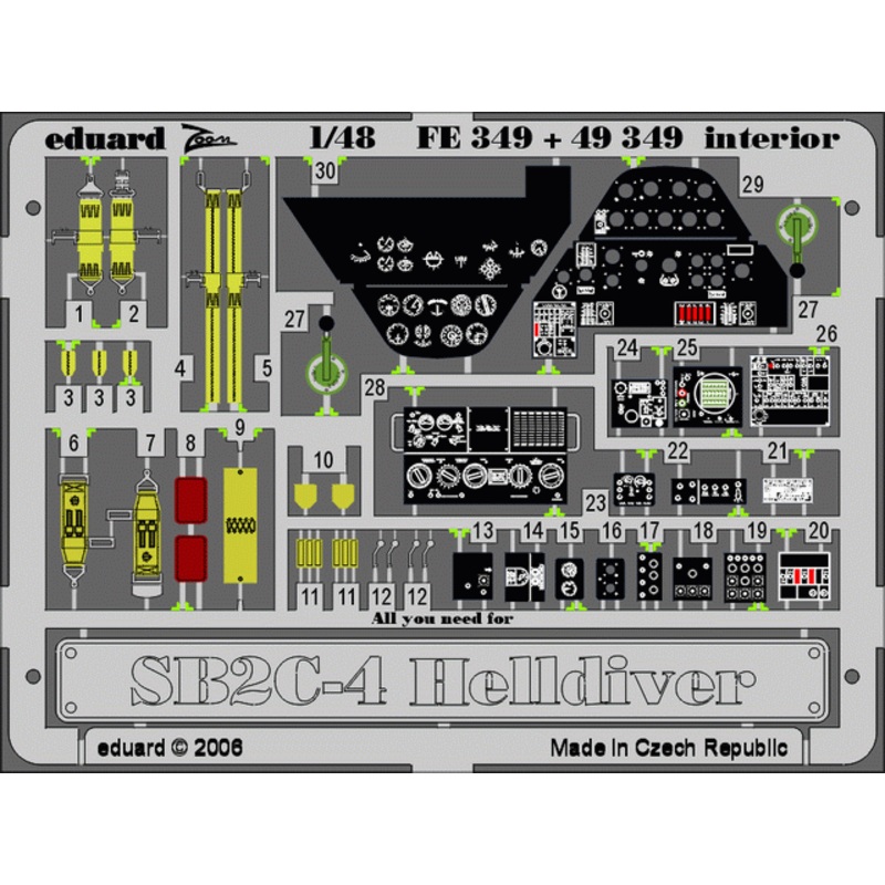 Eduard - 1/48 SB2C-4 Interior (Color Photo-etch) (for Revell) FE349