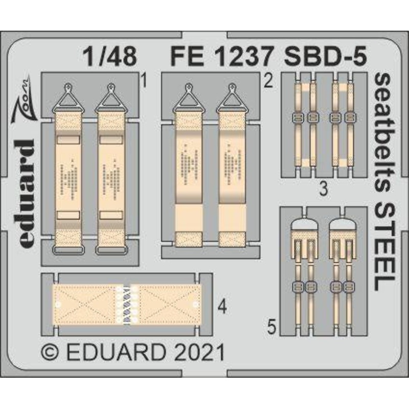 Eduard - 1/48 SBD-5 Seatbelts STEEL (Color Photo-etch) (for Revell) FE1237