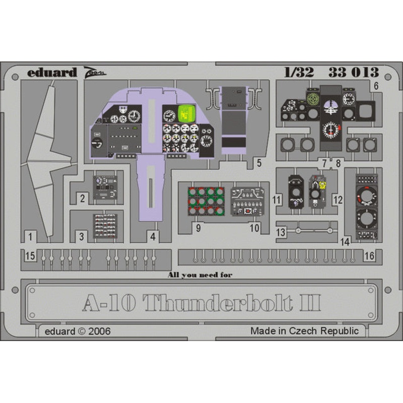 Eduard - 1/32 A-10 Dashboard (Colour Photo-etch) (for Trumpeter) 33013