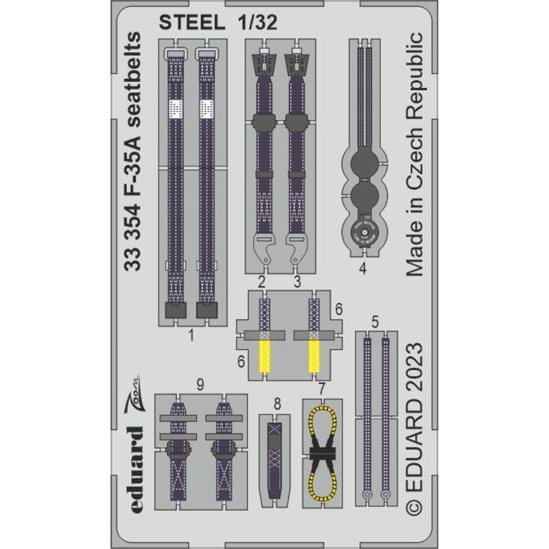 Eduard - 1/32 F-35A Seatbelts STEEL (Colour Photo-etch) (for Trumpeter) 33354