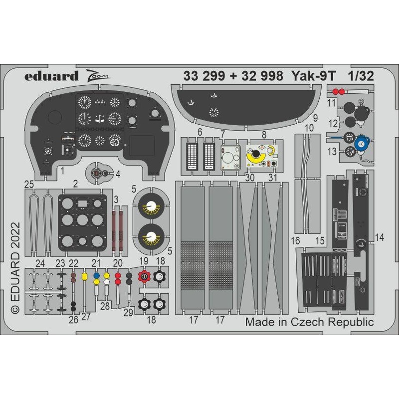 Eduard - 1/32 Yak-9T (Color Photo-etch) (for ICM) 32998