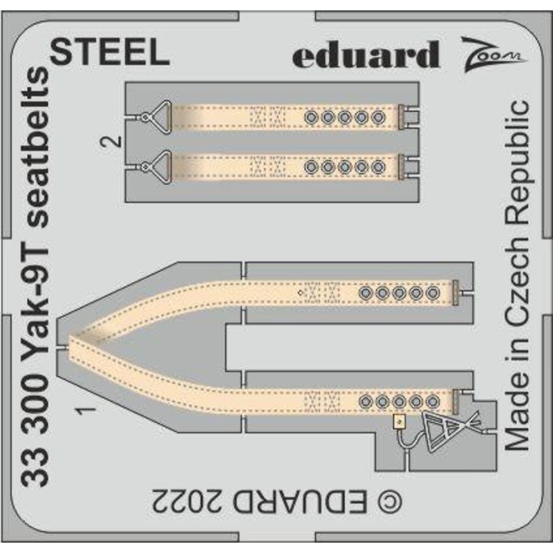 Eduard - 1/32 Yak-9T Seatbelts STEEL (Color Photo-etch) (for ICM) 33300