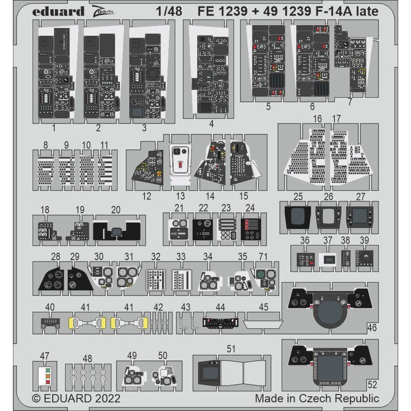 Eduard - 1/48 F-14A Late (Color Photo-etch) (for Tamiya) FE1239