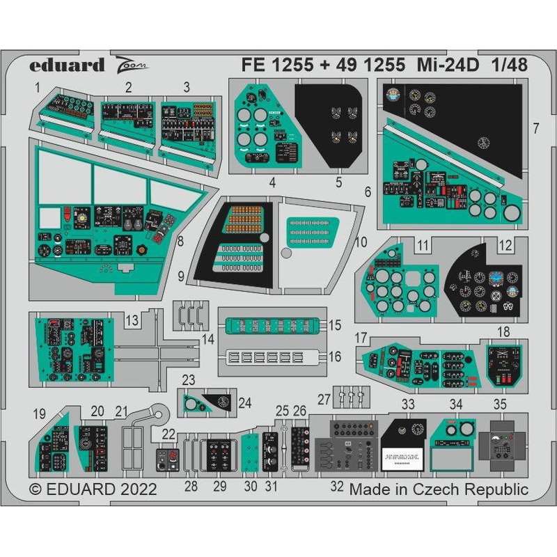 Eduard - 1/48 Mi-24D (Color Photo-etch) (for Trumpeter) FE1255