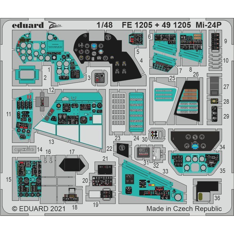 Eduard - 1/48 Mi-24P (Color Photo-etch) (for Zvezda) FE1205