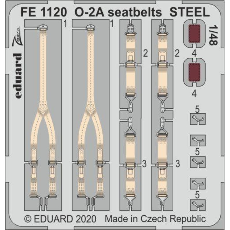 Eduard - 1/48 O-2A Seatbelts STEEL (Color Phot-etch) (for ICM) FE1120