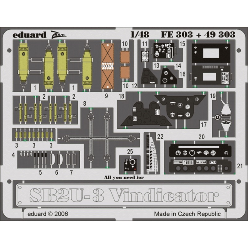 Eduard - 1/48 SB2U-3 (Color Photo-etch) (for Accurate Miniatures) FE303