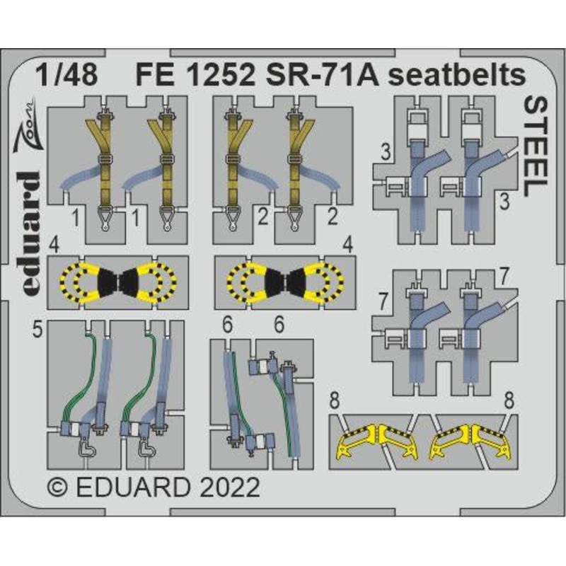 Eduard - 1/48 SR-71A Seatbelts STEEL (Color Photo-etch) (for Revell) FE1252