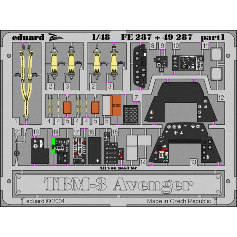 Eduard - 1/48 TBM-3 (Color Photo-etch) (for Accurate Miniatures) 49287