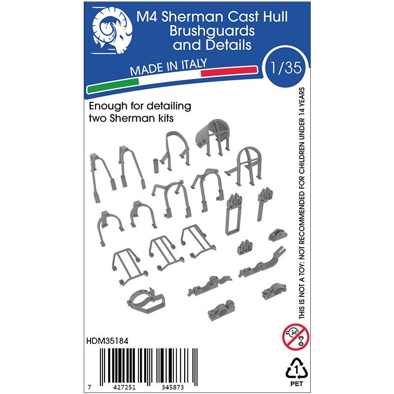 HD Models - 1/35 M4 Sherman Cast Hull Brushguards and Details