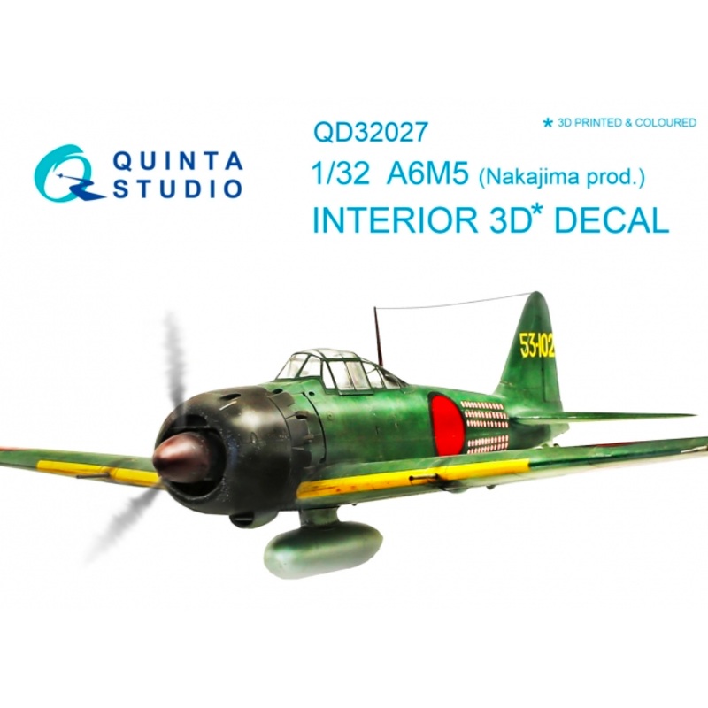 Quinta Studio QD32027 - 1/32 A6M5 (Nakajima prod.) 3D-Printed & Coloured Interior (for Tamiya kit)