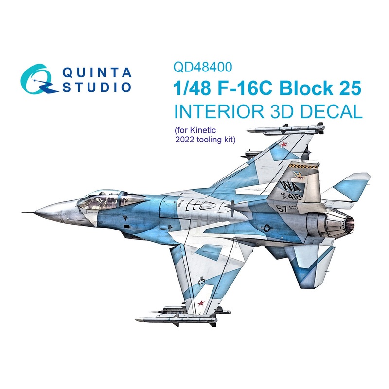 Quinta Studio QD48400 - 1/48 F-16C block 25 3D Coloured Interior (for Kinetic kit 2022 tool)