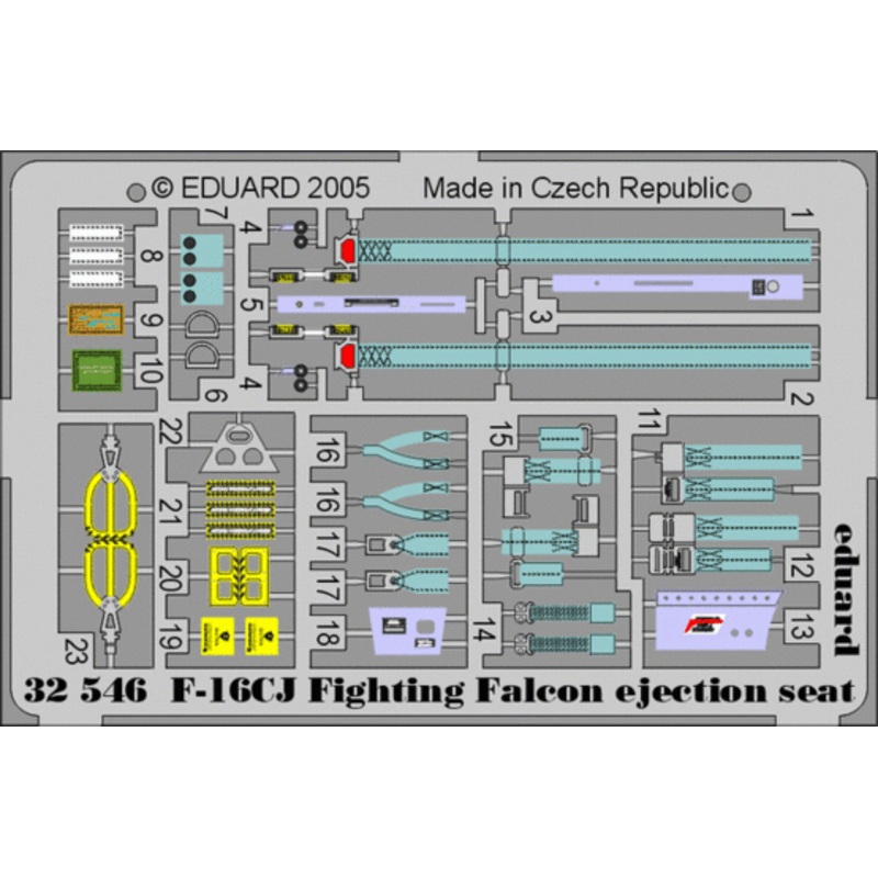 Eduard - 1/32 F-16CJ ejection seat (Color photo-etched)(for Tamiya) 32546