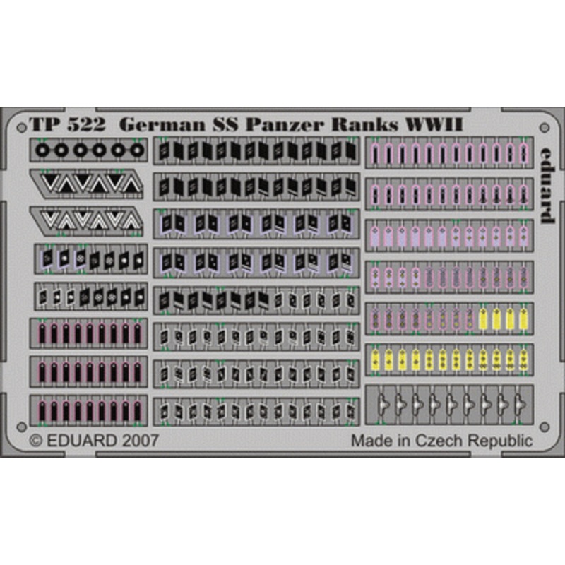Eduard - 1/35 German SS Panzer Ranks WWII (Color Photo-ecthed) TP522