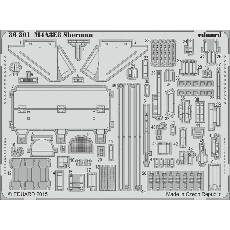 Eduard - 1/35 M4A3E8 Sherman (Photo-Etch) (for Tamiya) 36301
