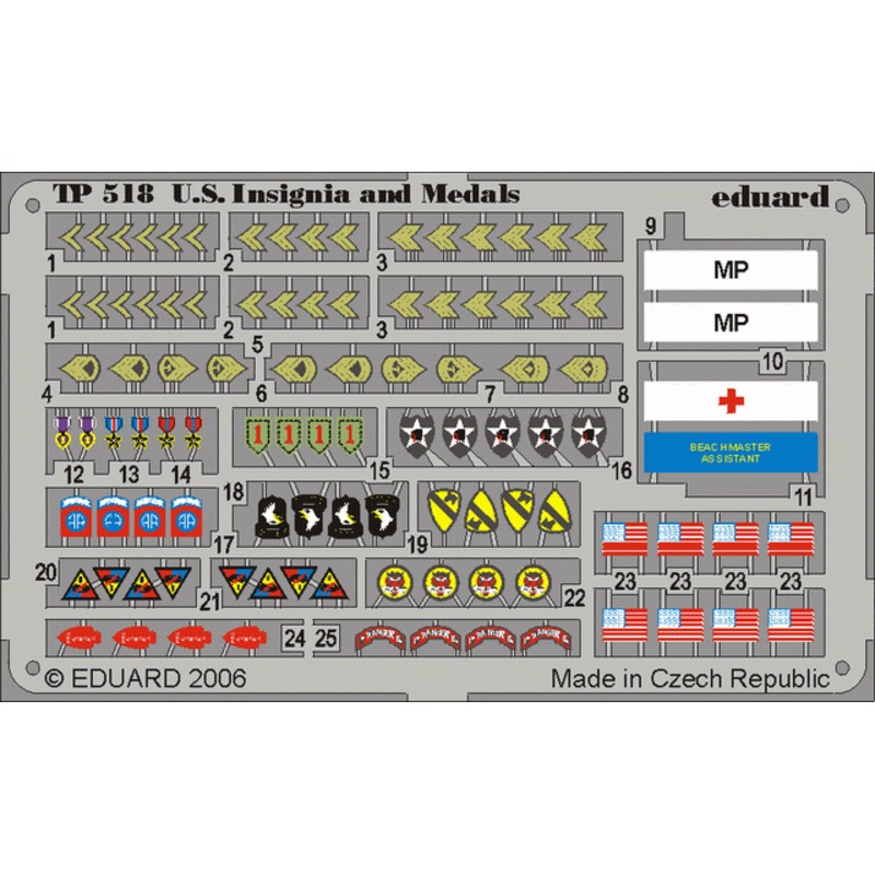 Eduard - 1/35 US Insignia and Medals WWII (Color Photo-etch) TP518