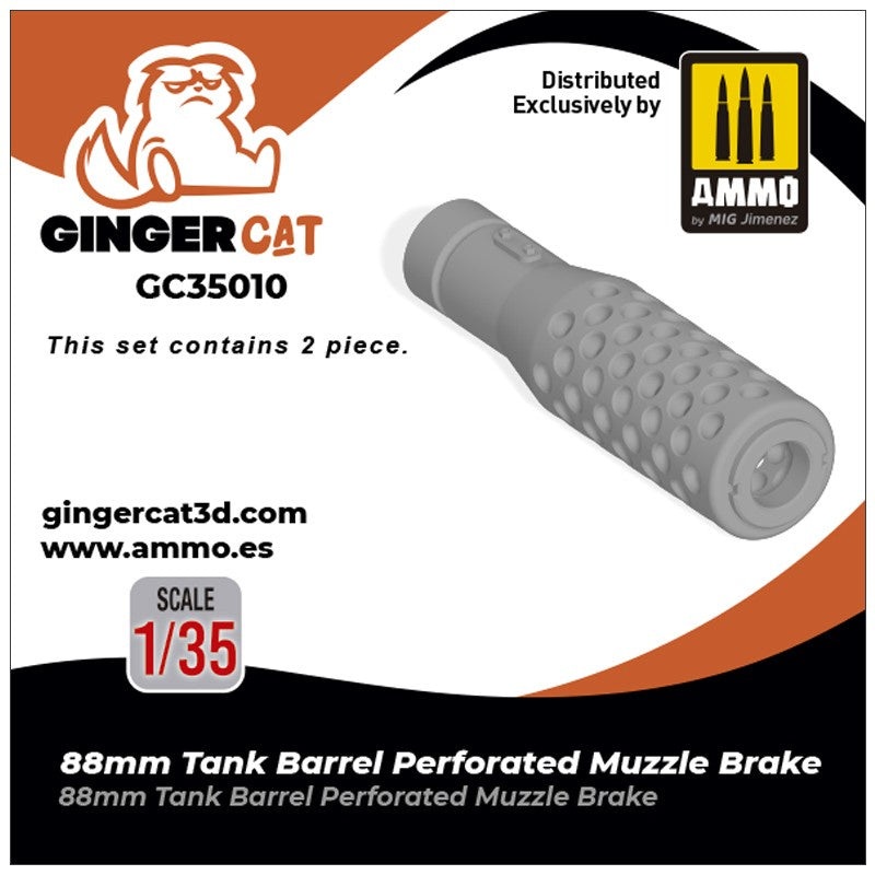 Gingercat - 1/35 88mm Tank Barrel Perforated Muzzle Brake