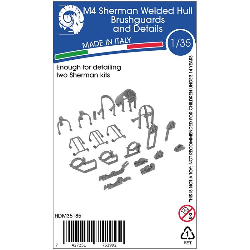 HD Models - 1/35 M4 Sherman Welded Hull Brushguards and Details
