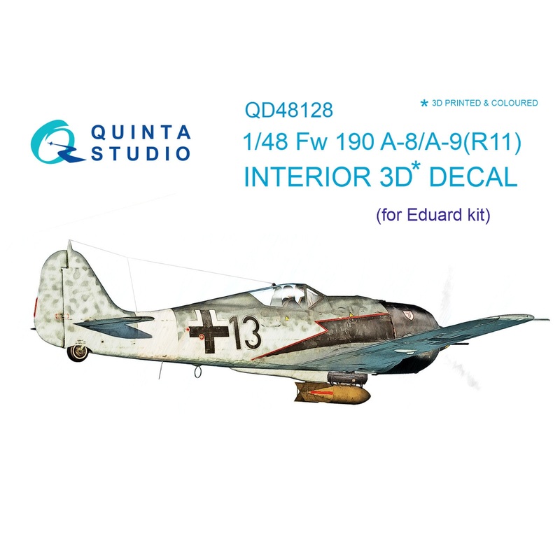 Quinta Studio QD48128 - 1/48 FW 190 A-8/A-9 (R11) 3D-Printed & Coloured Interior (for Eduard kit)