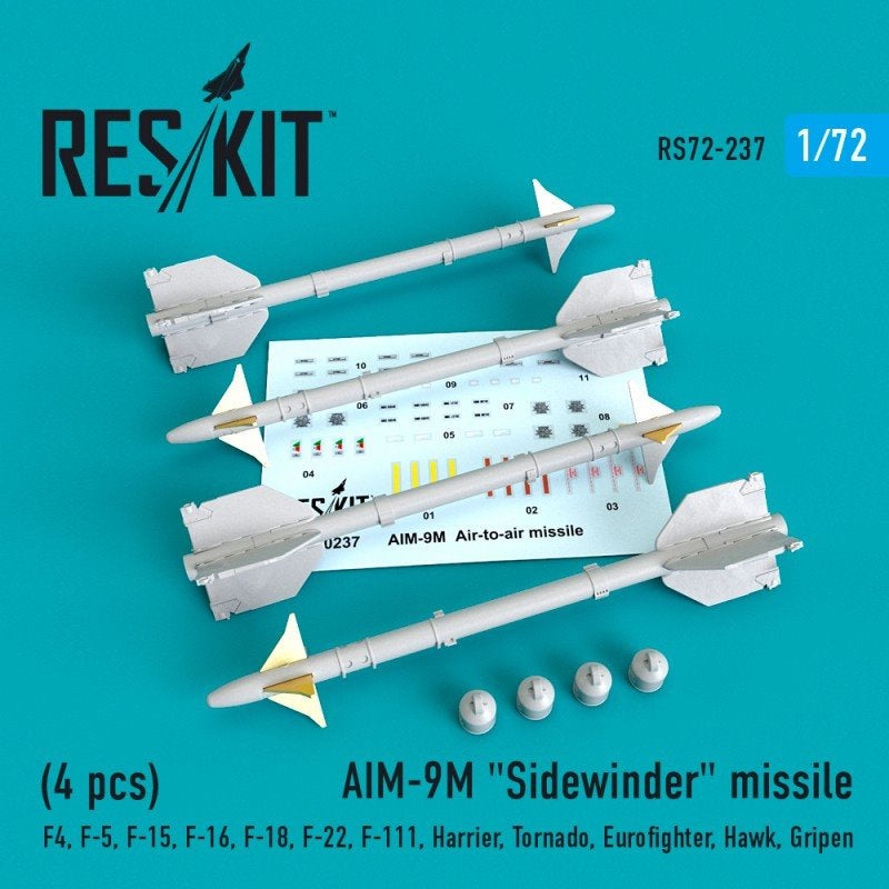 Reskit - 1/72 AIM-9M "Sidewinder" Missile (4 pcs)  (RS72-0237)