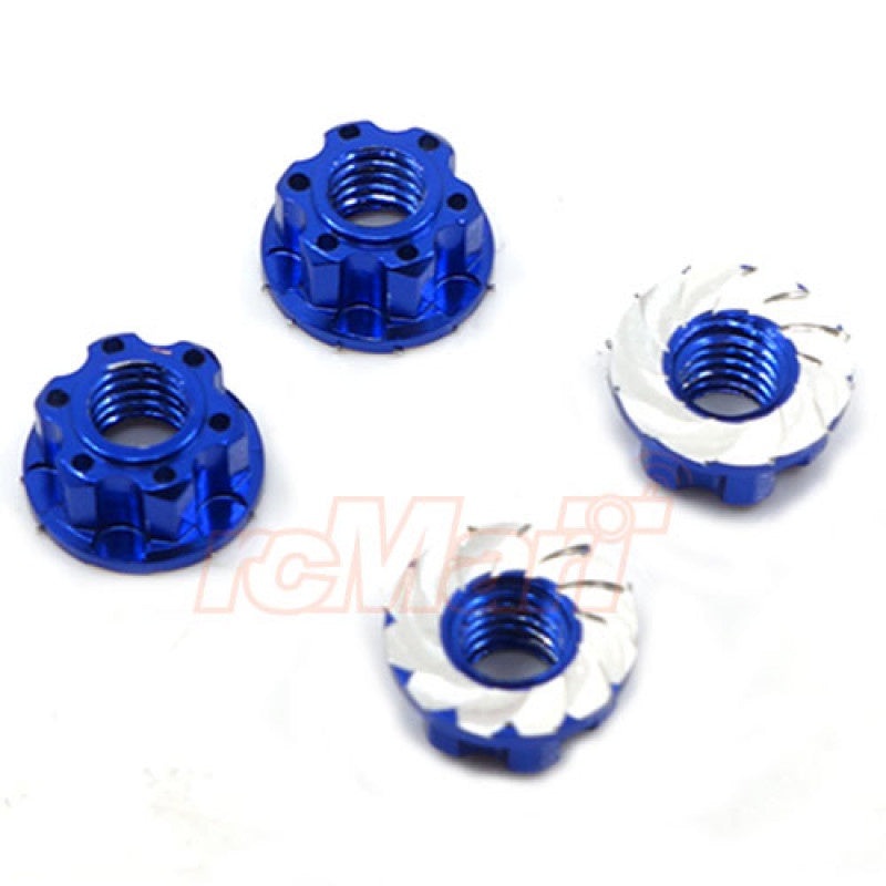 Yeah Racing - 4mm Aluminum Flanged Lock Nut 4pcs Dark Blue