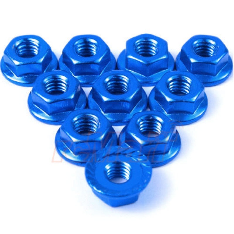 Yeah Racing - 4mm Aluminum Serrated Lock Nut 10pcs Blue