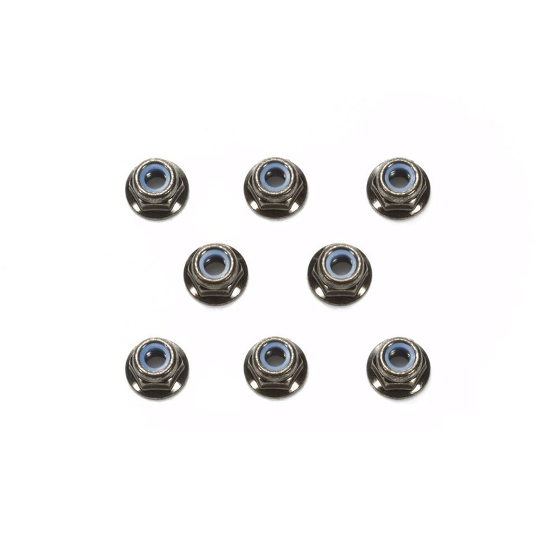 Tamiya - 4mm Flange Lock Nut Black (8)