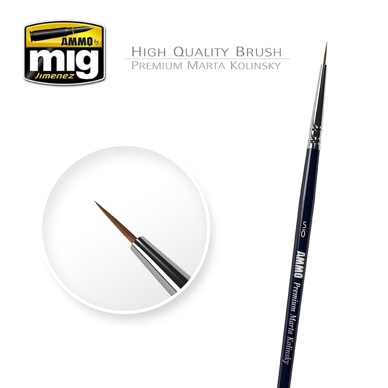 AMMO - #5/0 Premium Marta Kolinsky Round Brush