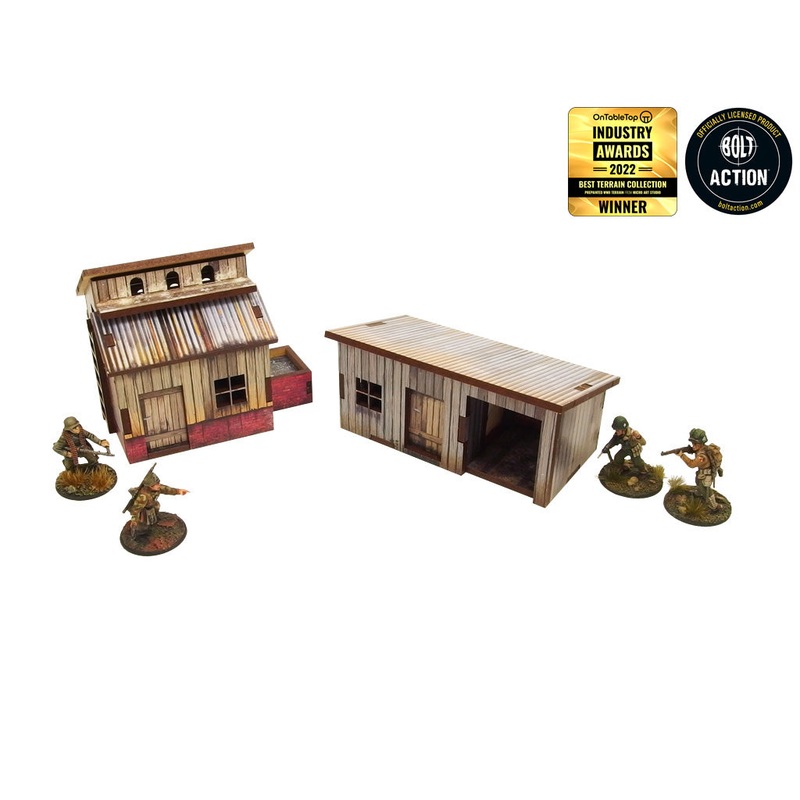 Micro Art Studio - WW2 Normandy Small Sheds w. Dovecote Pre-painted (H00129)