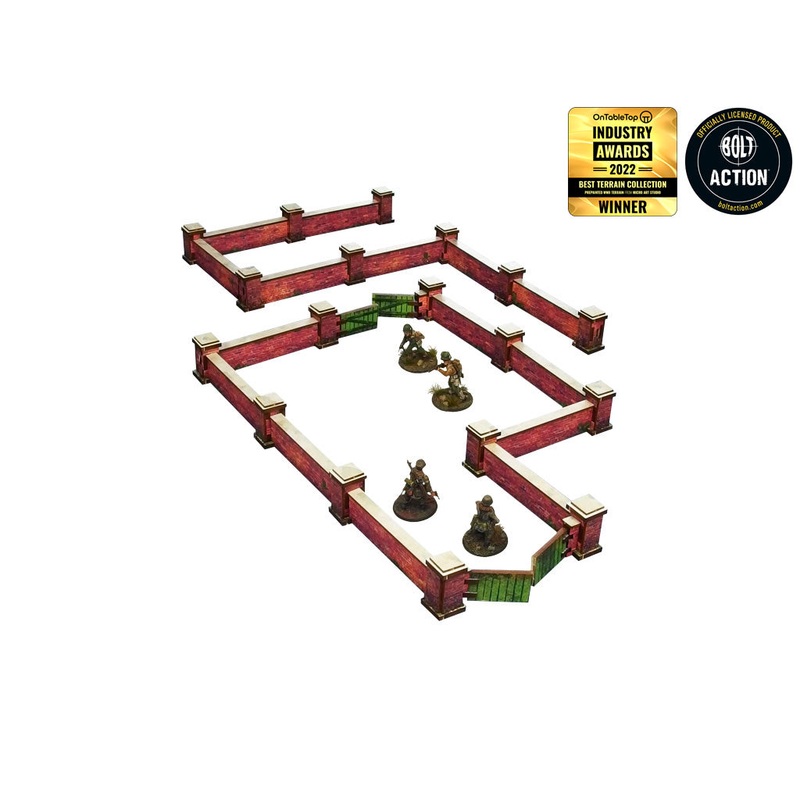 Micro Art Studio - WW2 Normandy Wall w. Gate (low) Pre-painted (H00133)