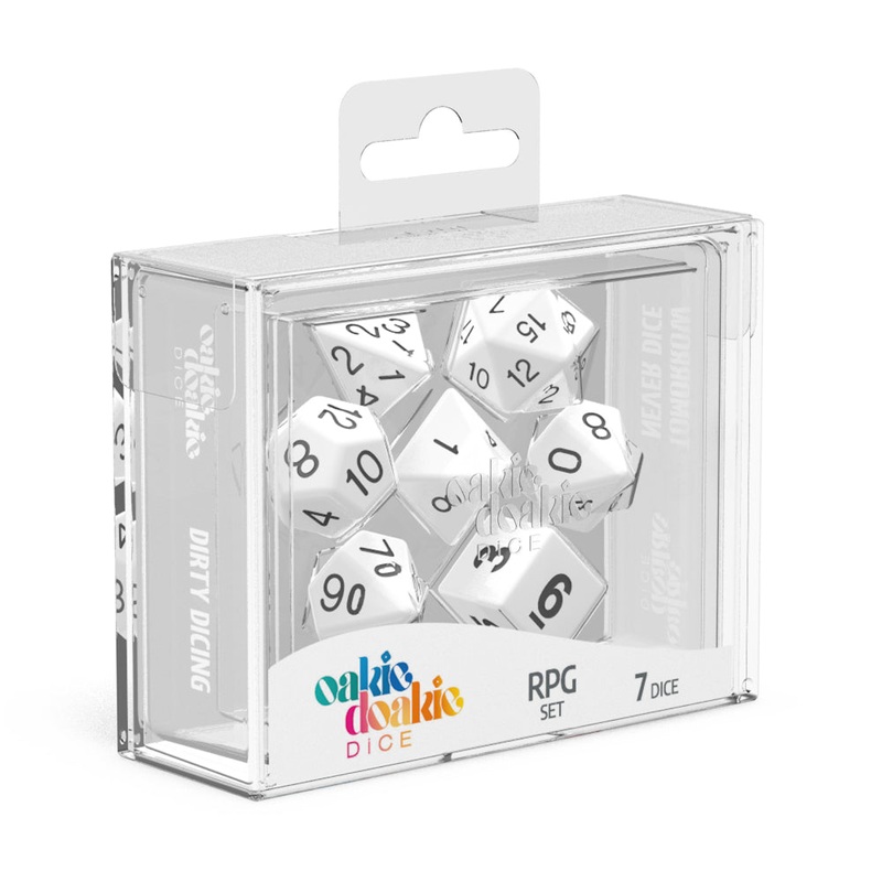 Oakie Doakie Dice - RPG Set Solid White (7)