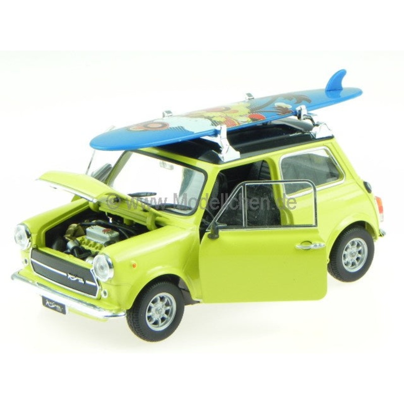 Welly - 1/24 Mini Cooper 1300 W/Surf Board (Yellow)
