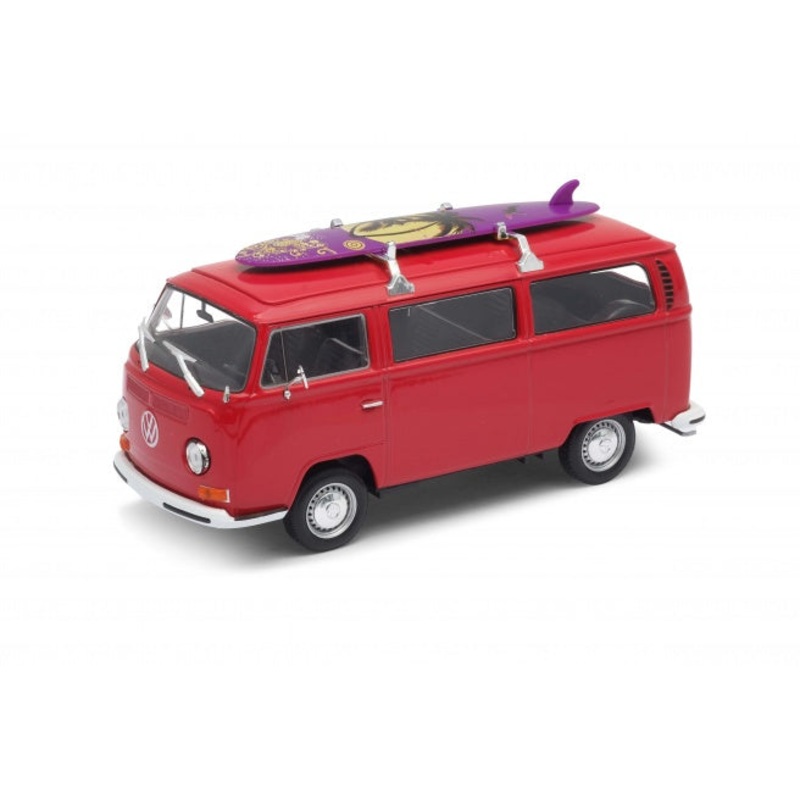 Welly - 1/24 Volkswagen Bus T2 With Surfboard 1972 (Red)