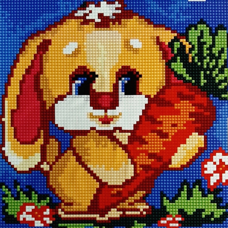 Diamond-Dot - DDP285 - Bunny Joy (18x18) Partial (Framed)