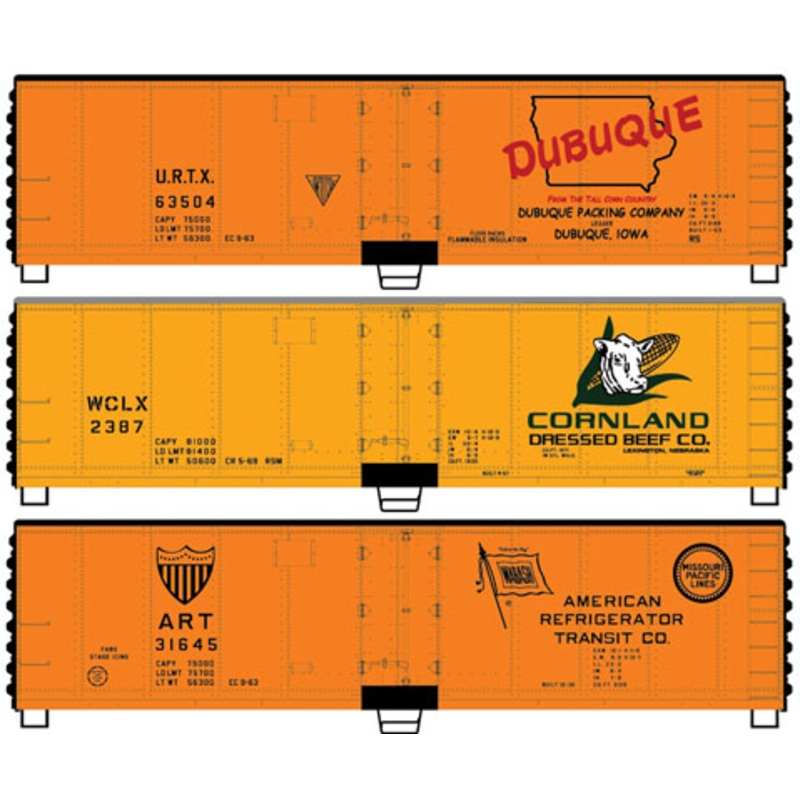 Accurail 8093 HO KIT 40' Steel Reefer Dubeque Wilson ART Kit 3 Pack