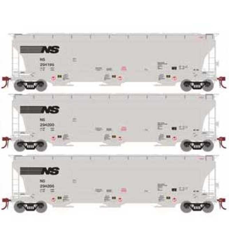 Athearn Genesis G89964 HO Scale Trinity 3 Bay Covered Hopper Norfolk Southern NS 3 Pack #2