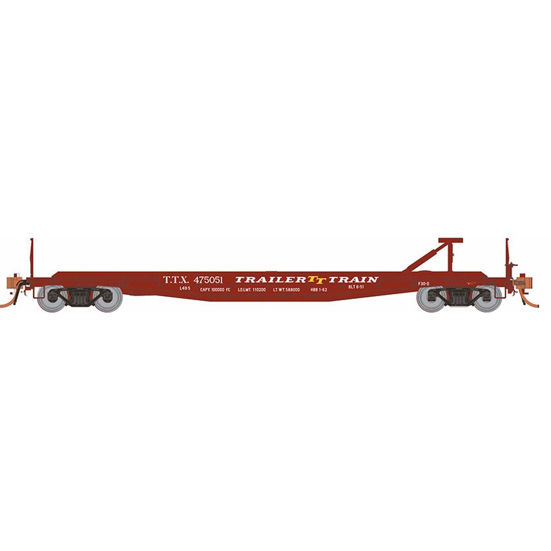 Rapido Trains 138009A HO Scale F30D 50' Flatcar Trailer Train Red Late TTX # Varies