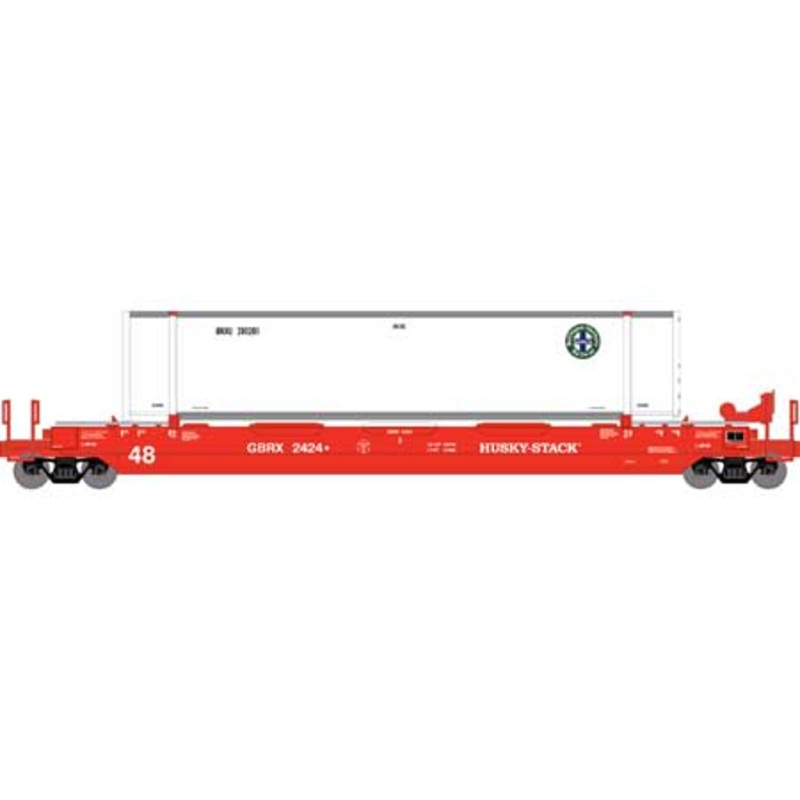 Athearn 7439 HO Scale 48' Husky Stack Well Car GBRX 2424 with BNSF Container