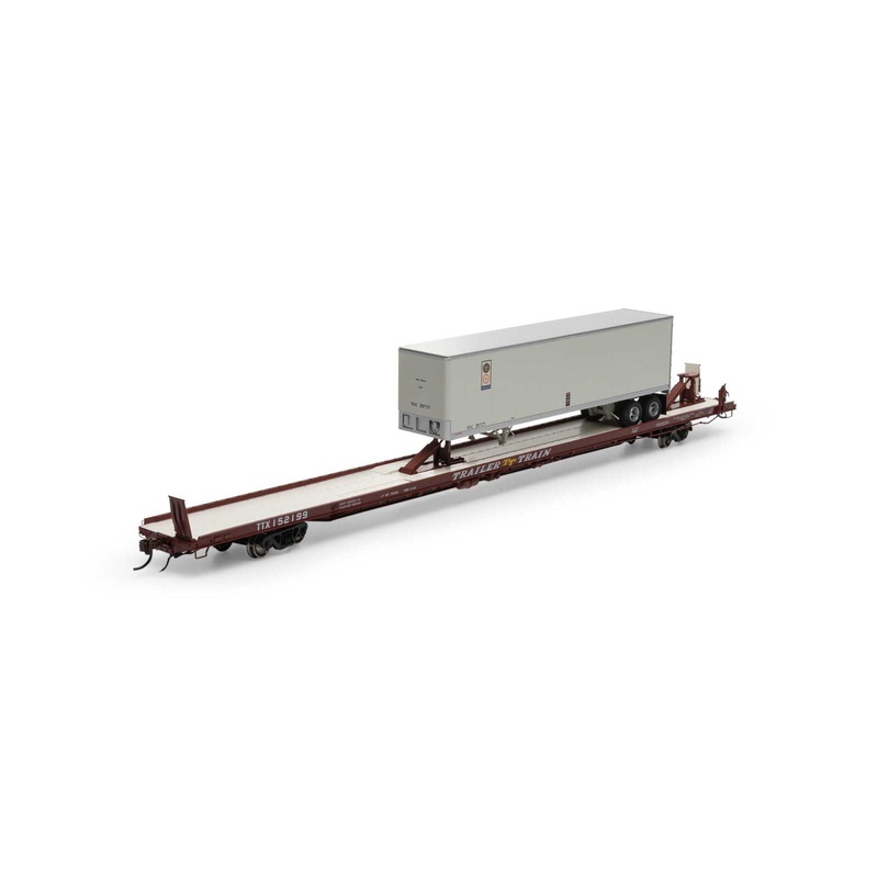 Athearn Genesis G69605 HO Scale F89-F Flatcar Trailer Train TTX 152199 with Realco Trailer