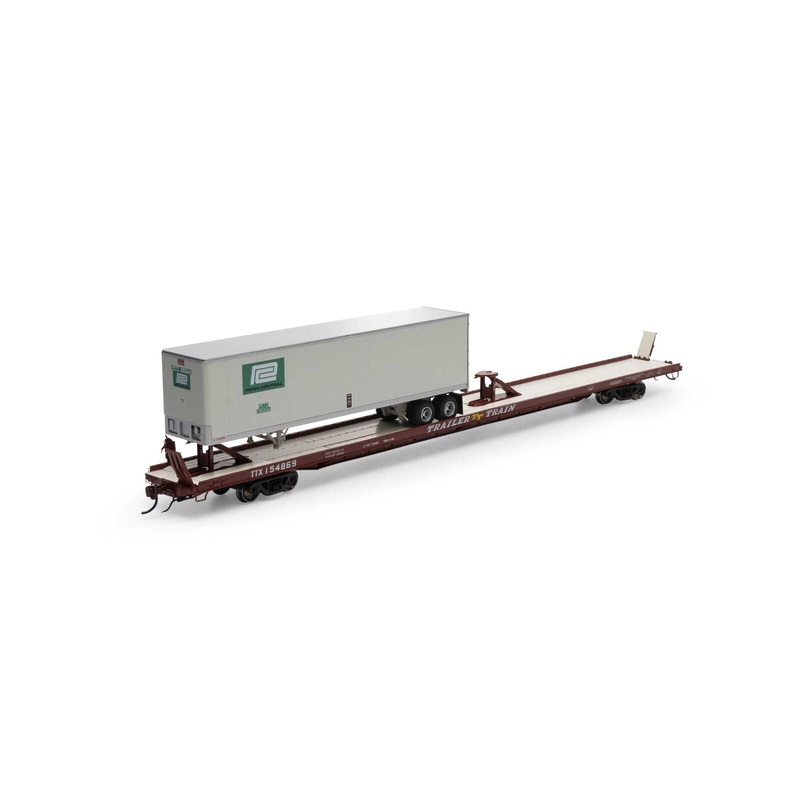 Athearn Genesis G69606 HO Scale F89-F Flatcar Trailer Train TTX 154869 with Penn Central Trailer