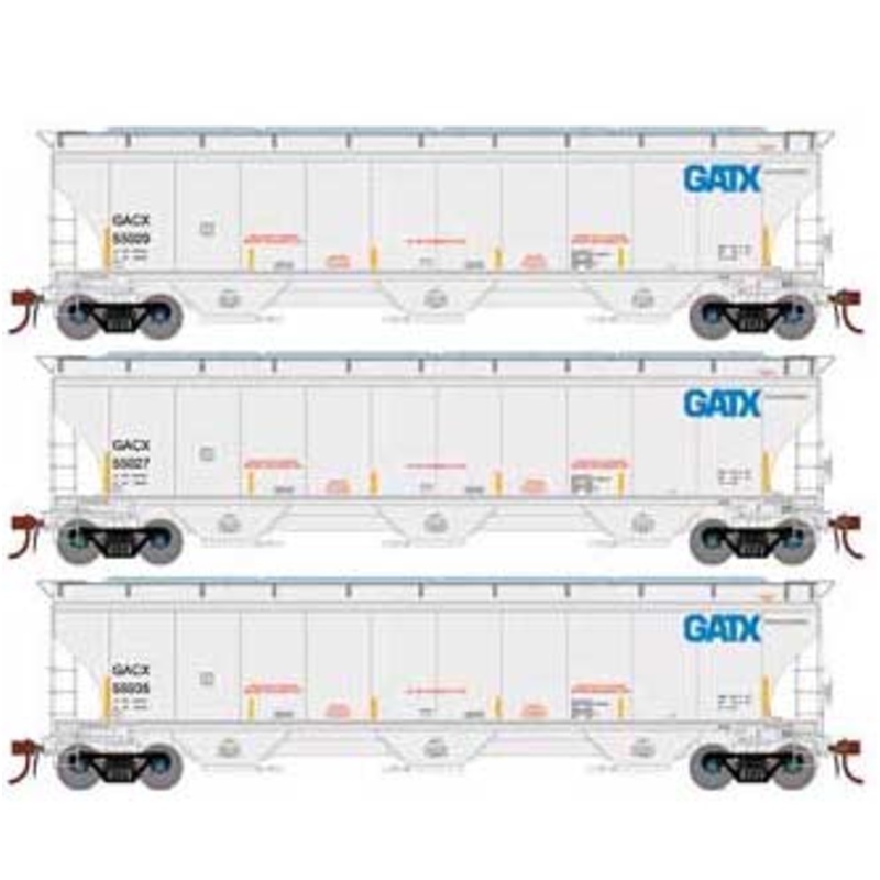 Athearn Genesis G89988 HO Scale Trinity 3 Bay Covered Hopper GATX/GACX 3 Pack