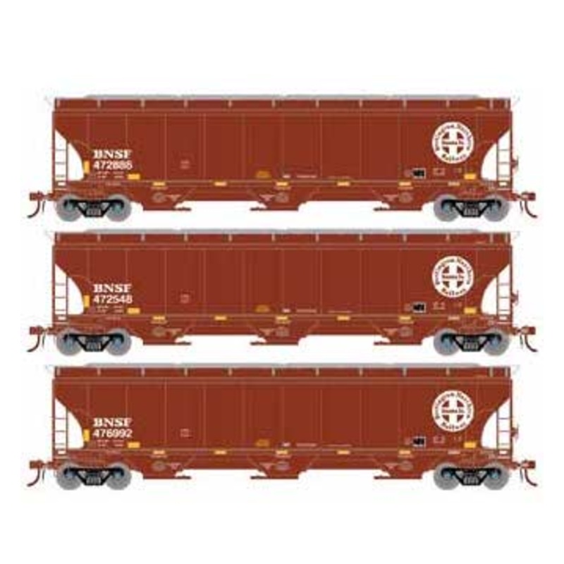 Athearn Genesis G90005 HO Scale Trinity 3 Bay Covered Hopper BNSF "Circle/Cross" 3 Pack #1