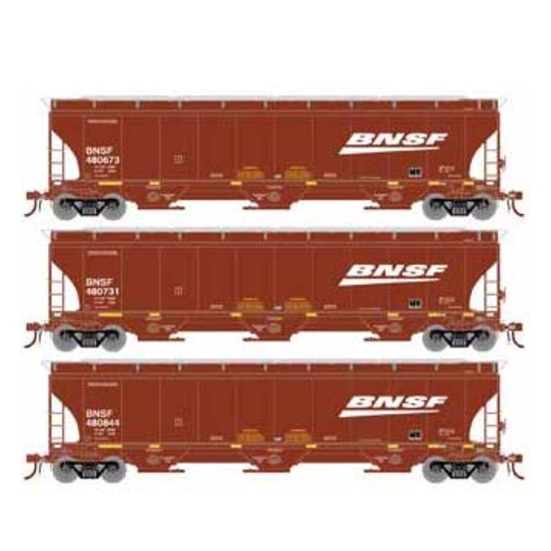 Athearn Genesis G90010 HO Scale Trinity 3 Bay Covered Hopper BNSF "Wedge/Swoosh" 3 Pack #2