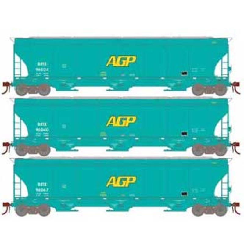 Athearn Genesis G97150 HO Scale Trinity 3 Bay Covered Hopper Ex-AGP DJTX 3 Pack #2